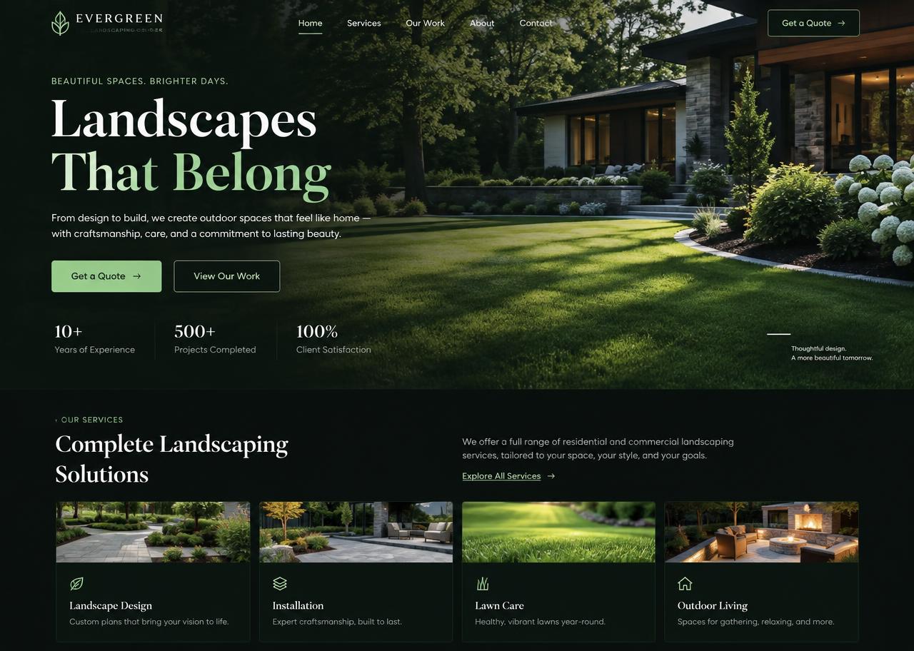 Northstar Landscaping website concept preview